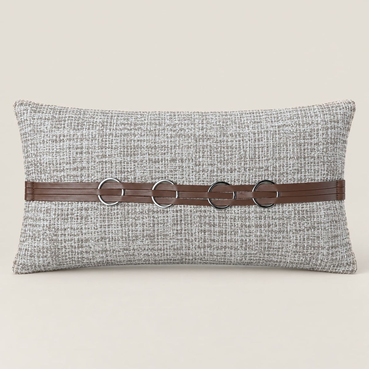 Hudson Taupe Rectangular Cushion Cover with Ring Detail - Home Artisan