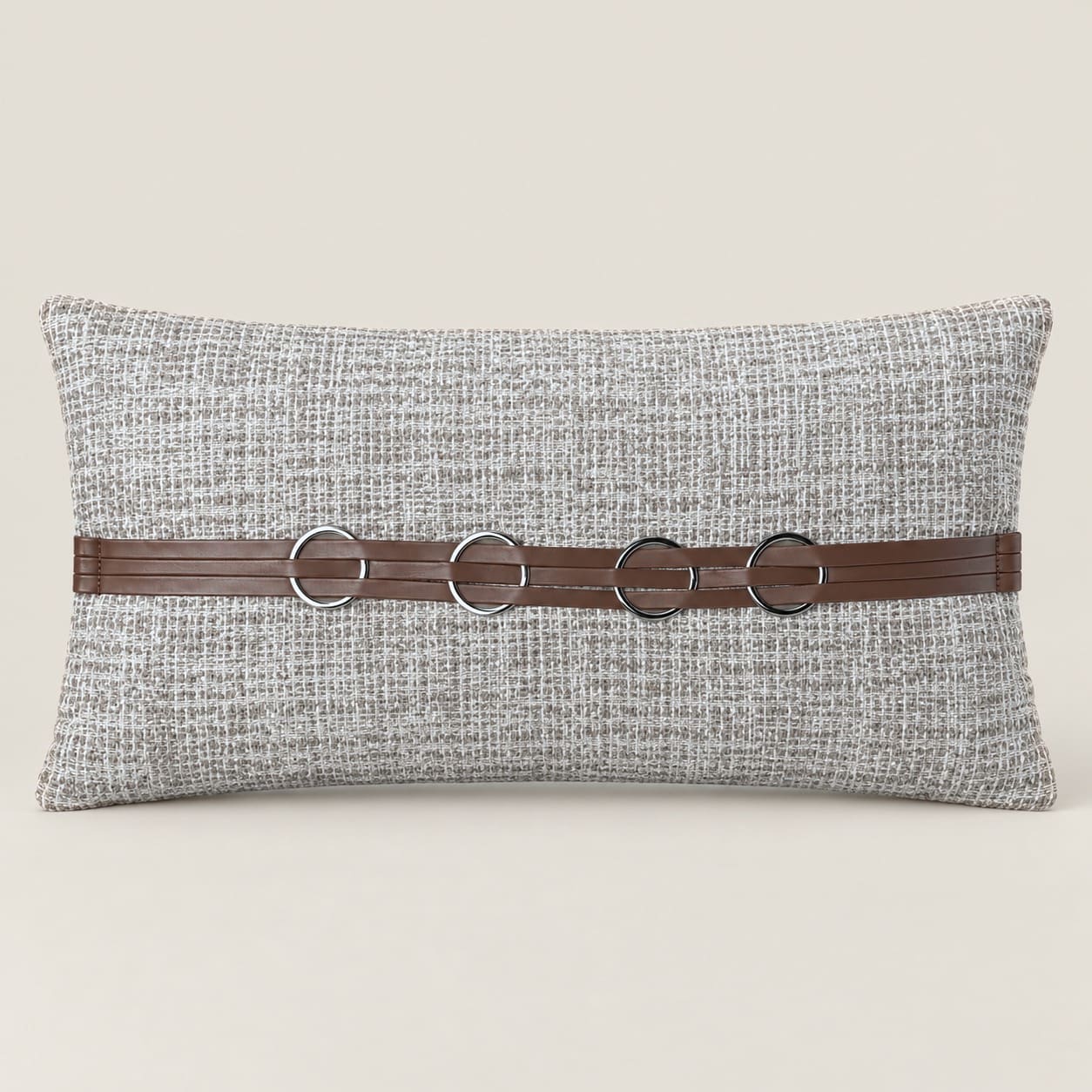 Hudson Taupe Rectangular Cushion Cover with Ring Detail - Home Artisan