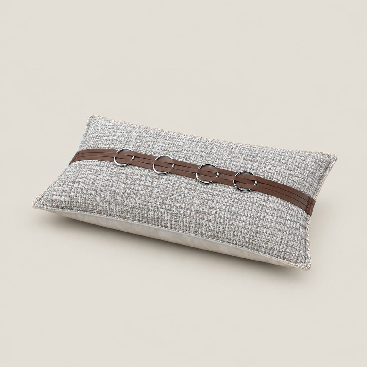 Hudson Taupe Rectangular Cushion Cover with Ring Detail - Home Artisan