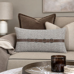 Hudson Taupe Rectangular Cushion Cover with Ring Detail - Home Artisan
