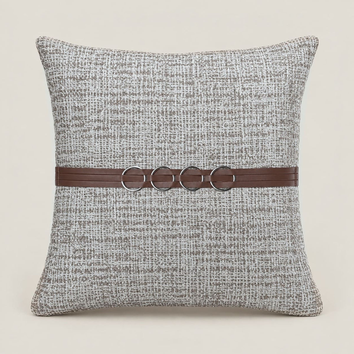 Hudson Taupe Cushion Cover with Ring Detail - Home Artisan
