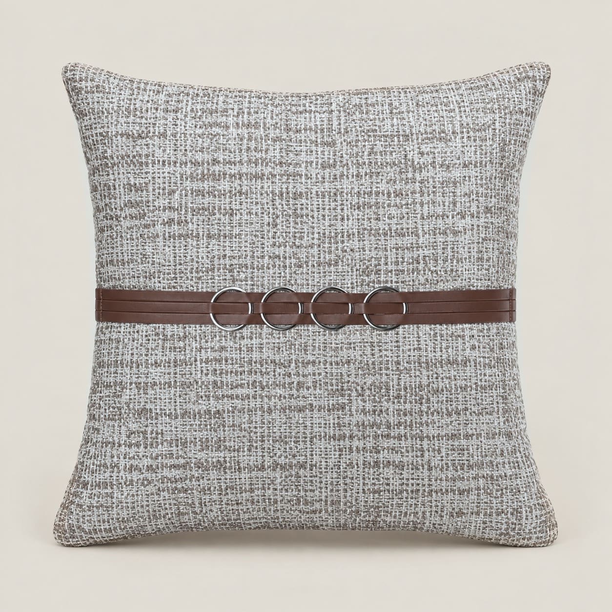 Hudson Taupe Cushion Cover with Ring Detail - Home Artisan