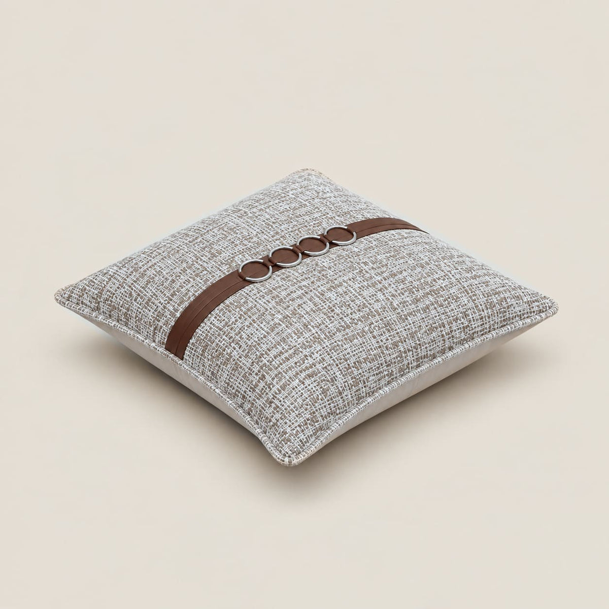Hudson Taupe Cushion Cover with Ring Detail - Home Artisan