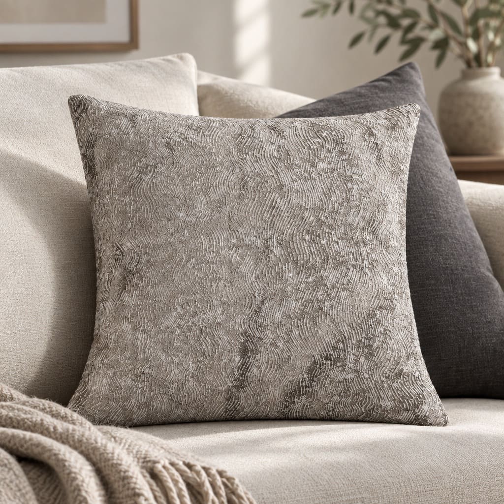 Sienna Taupe Abstract Ripple Cushion Cover - Home Artisan