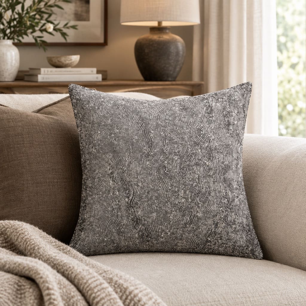 Sienna Charcoal Grey Abstract Ripple Cushion Cover - Home Artisan