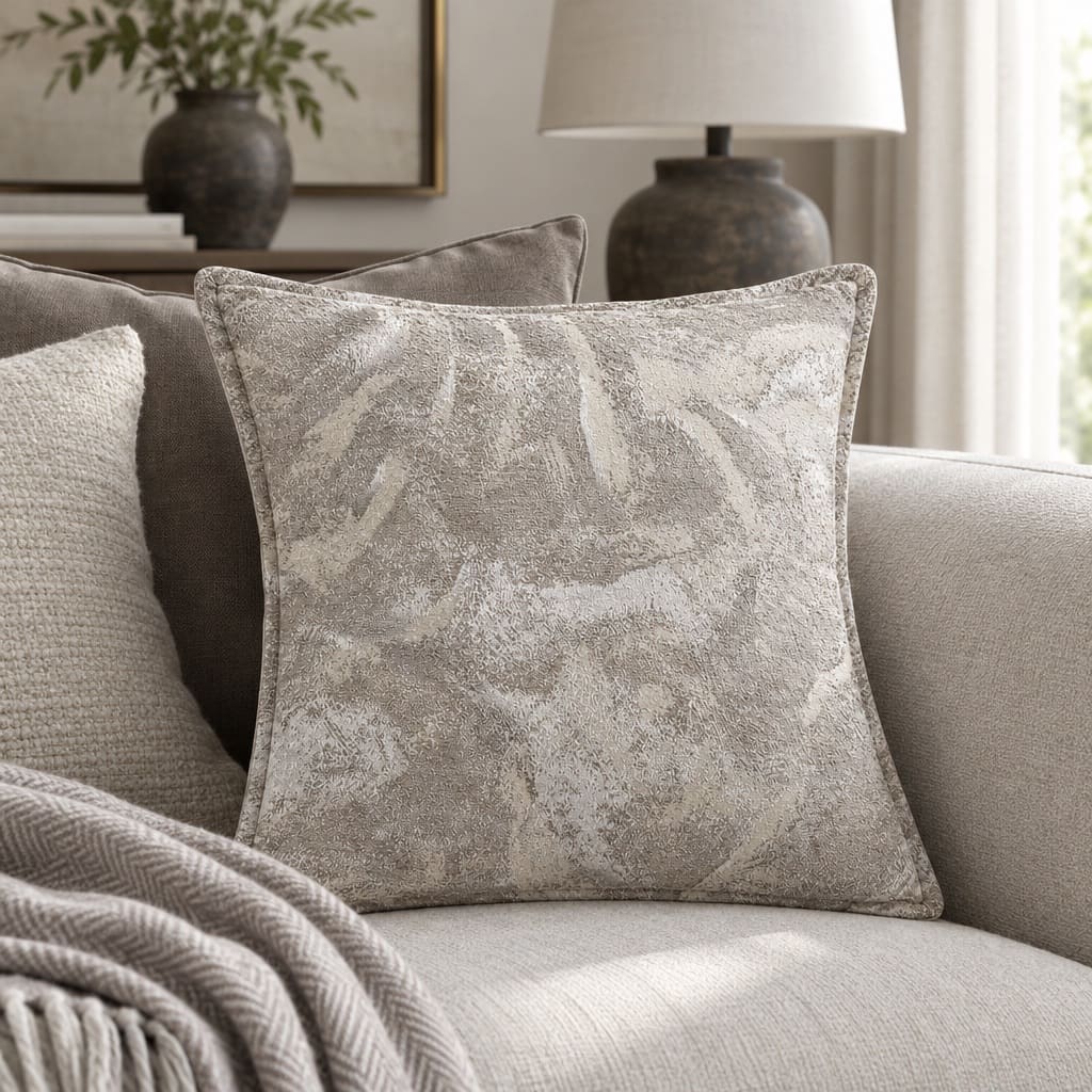 Ophelia Beige Abstract Marble Pattern Cushion Cover - Home Artisan