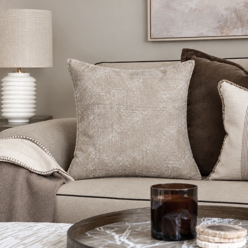 Solene Beige Textured Abstract Cushion Cover - Home Artisan