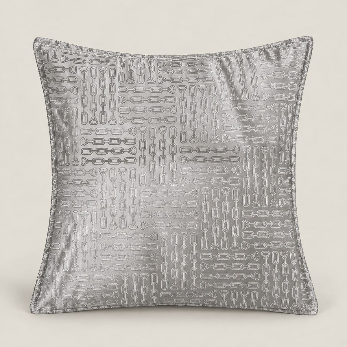 Lennox Silver Grey Chain Pattern Cushion Cover - Home Artisan