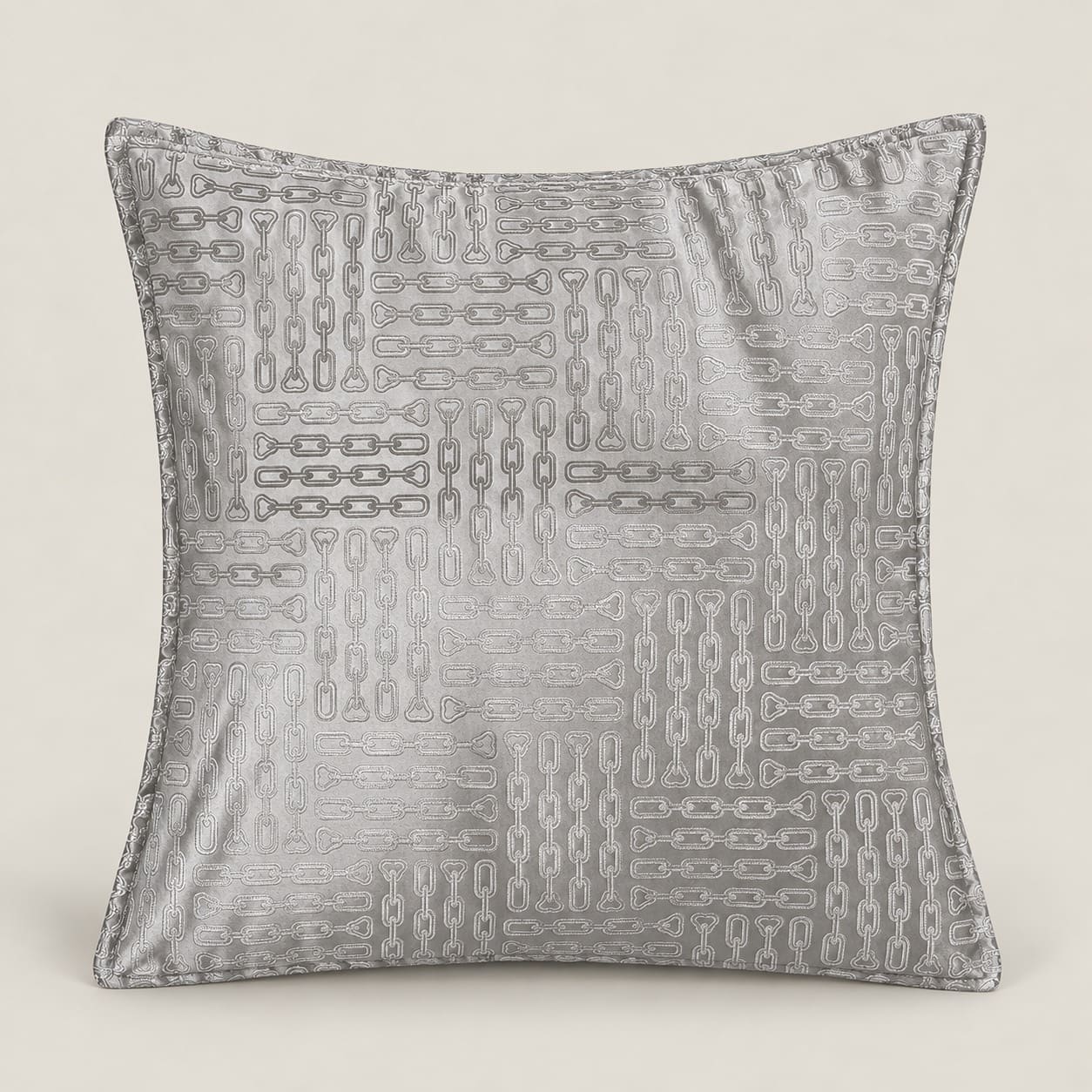 Lennox Silver Grey Chain Pattern Cushion Cover - Home Artisan