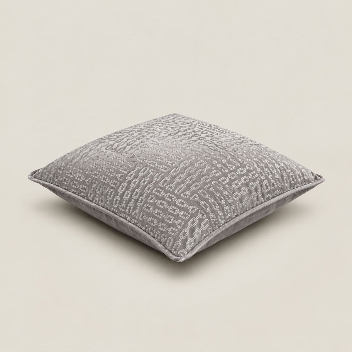Lennox Silver Grey Chain Pattern Cushion Cover - Home Artisan