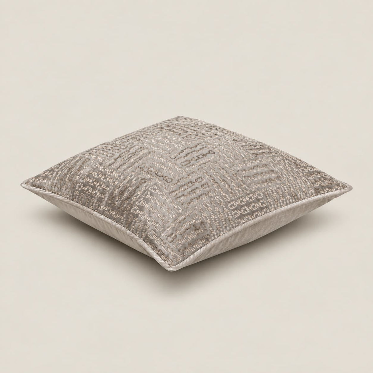 Alistair Taupe Chain Pattern Cushion Cover - Home Artisan