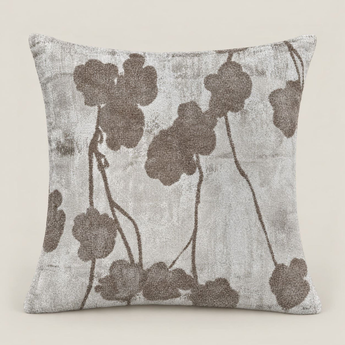 Fleur Ivory and Taupe Floral Silhouette Cushion Cover - Home Artisan