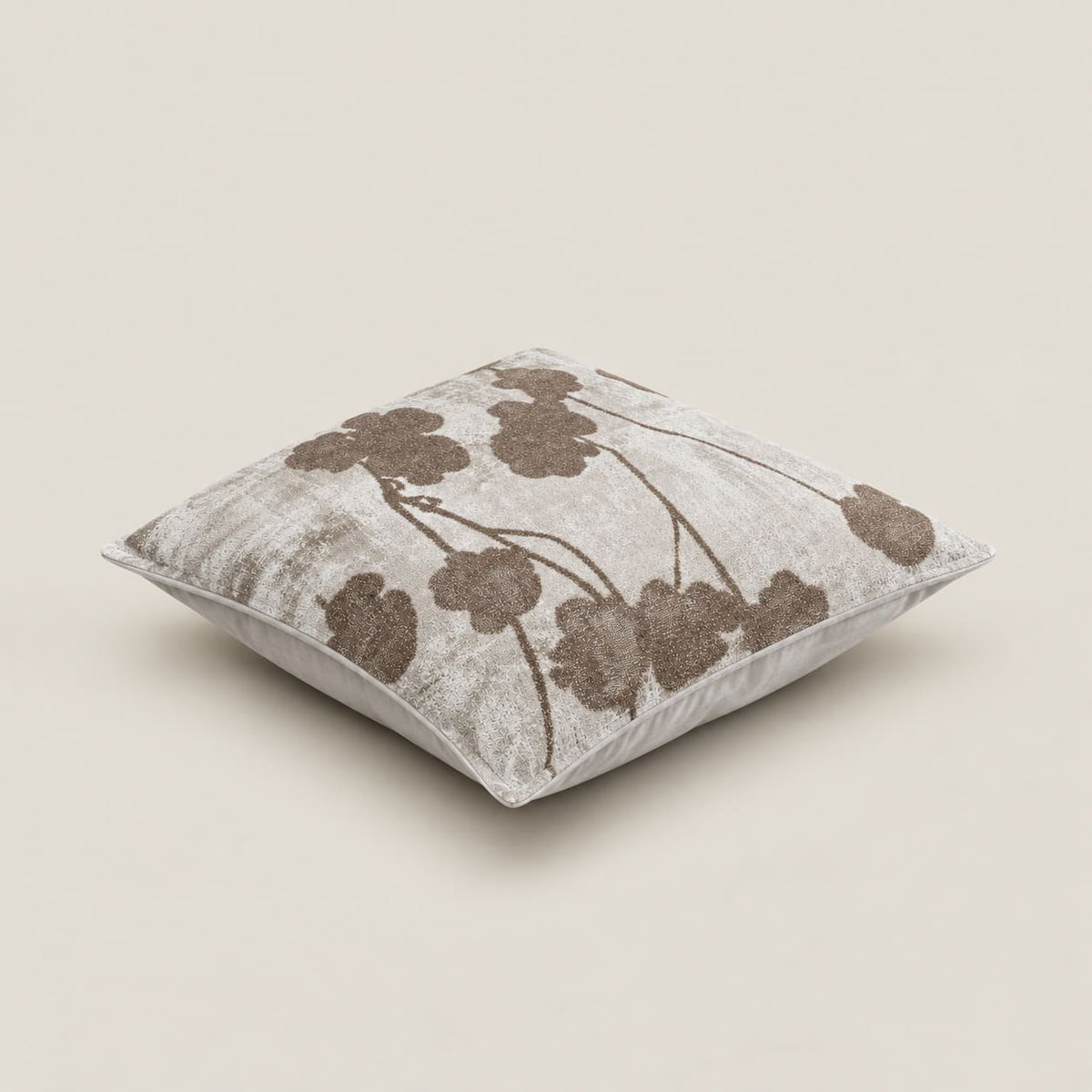 Fleur Ivory and Taupe Floral Silhouette Cushion Cover - Home Artisan