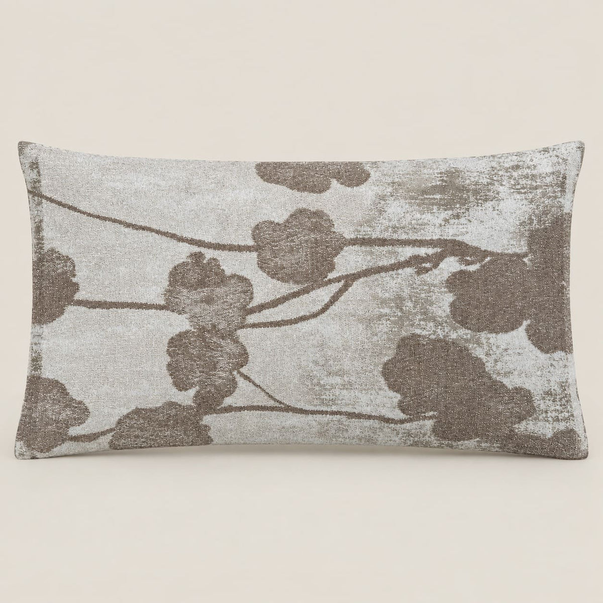 Fleur Ivory and Taupe Floral Rectangular Cushion Cover - Home Artisan