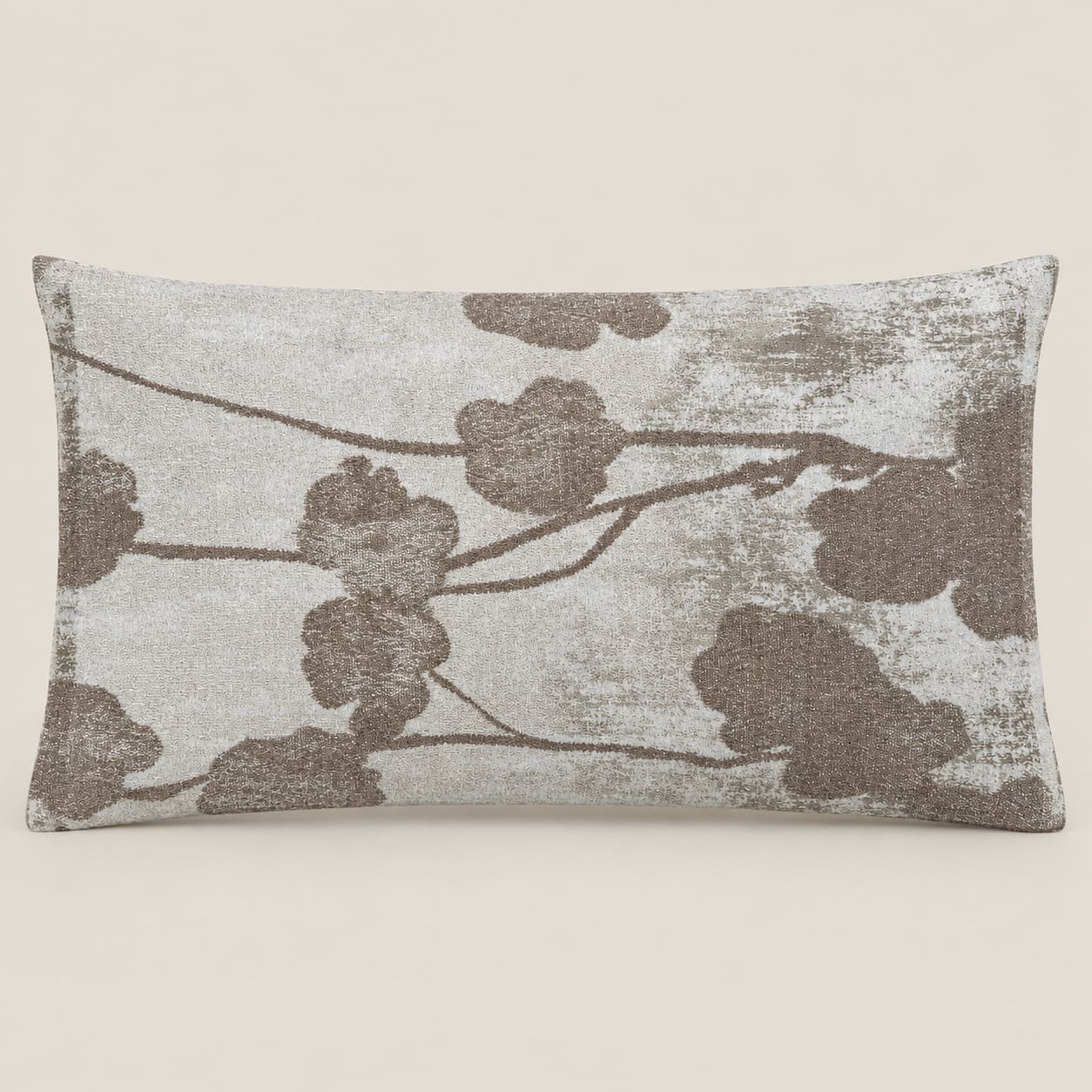 Fleur Ivory and Taupe Floral Rectangular Cushion Cover - Home Artisan