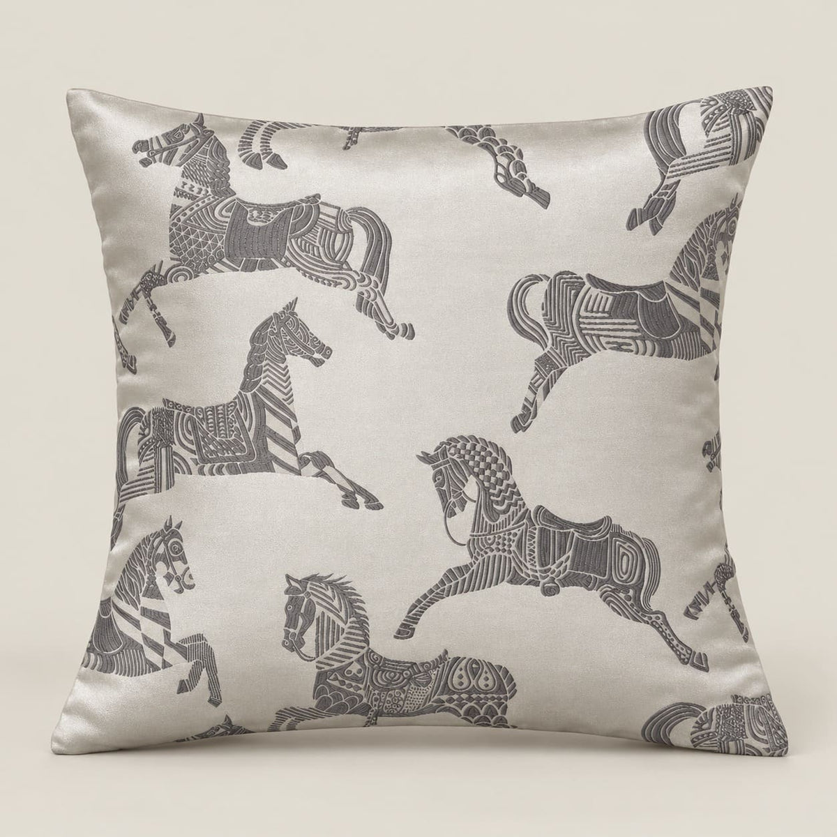 Equinox Ivory and Grey Equestrian Cushion Cover - Home Artisan
