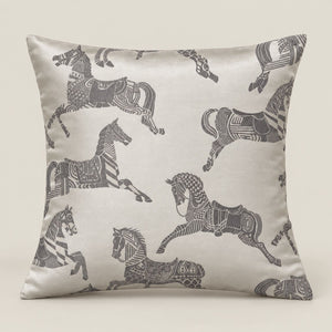 Equinox Ivory and Grey Equestrian Cushion Cover - Home Artisan