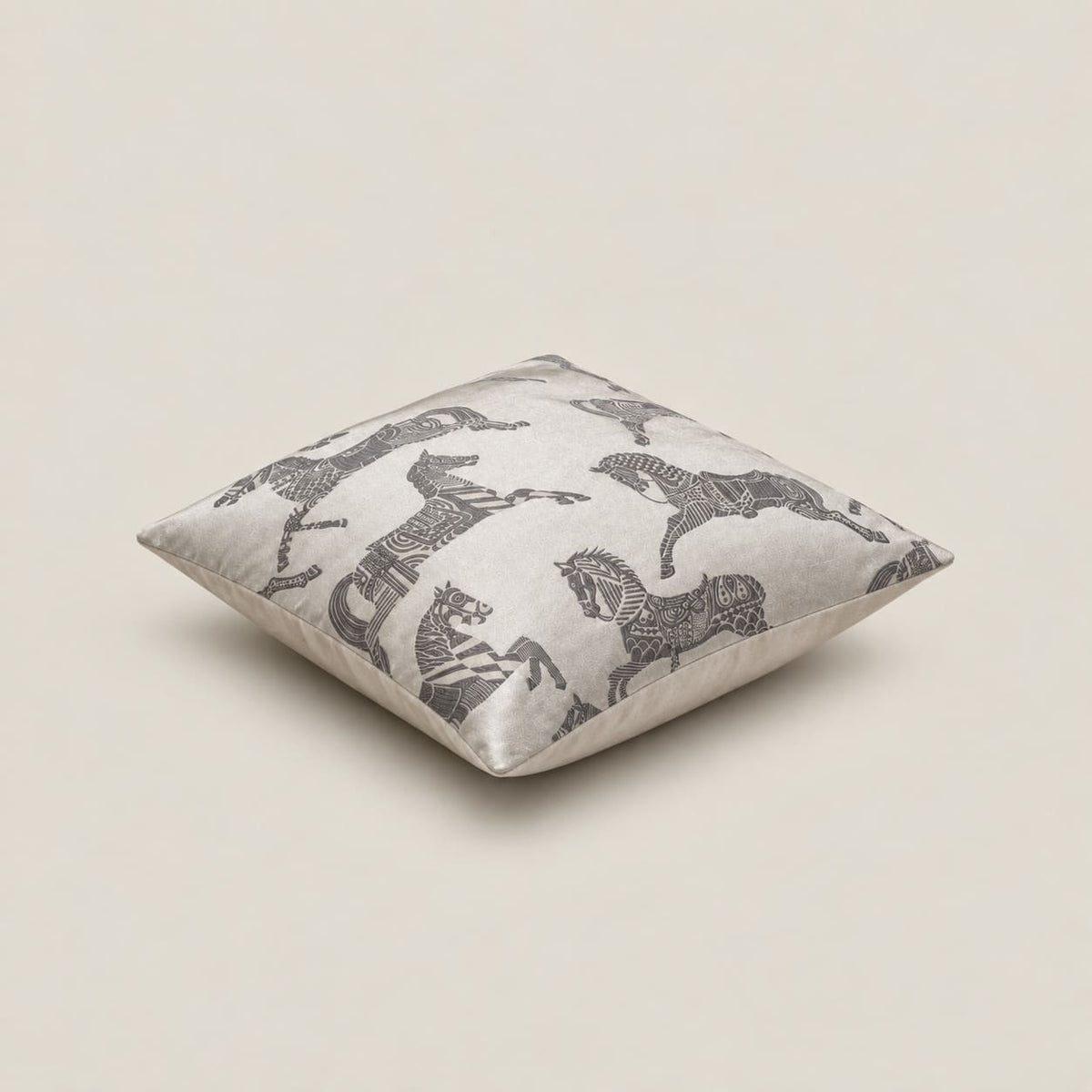 Equinox Ivory and Grey Equestrian Cushion Cover - Home Artisan