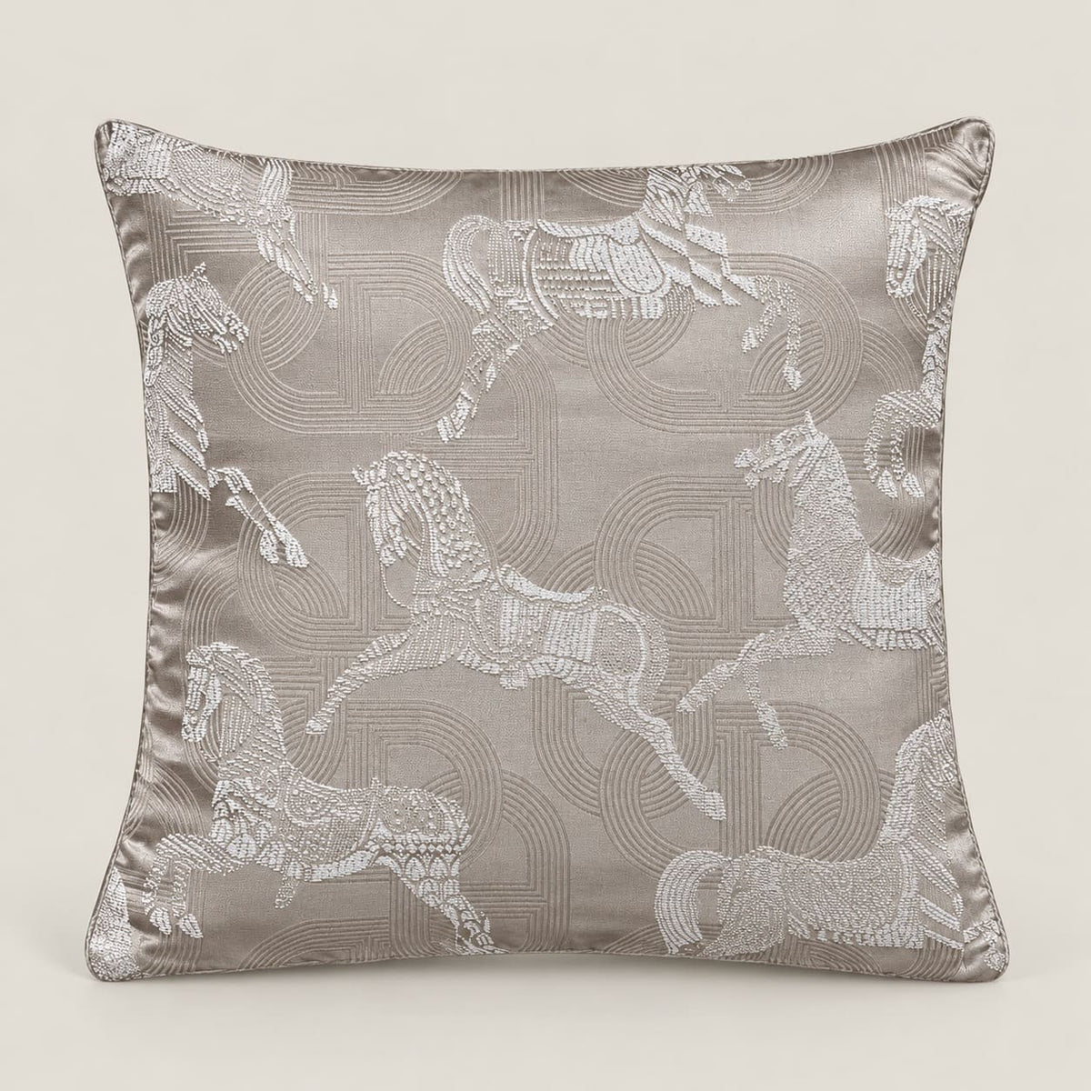 Aveline Taupe Equestrian Cushion Cover - Home Artisan