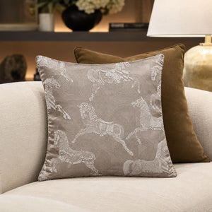 Aveline Taupe Equestrian Cushion Cover - Home Artisan
