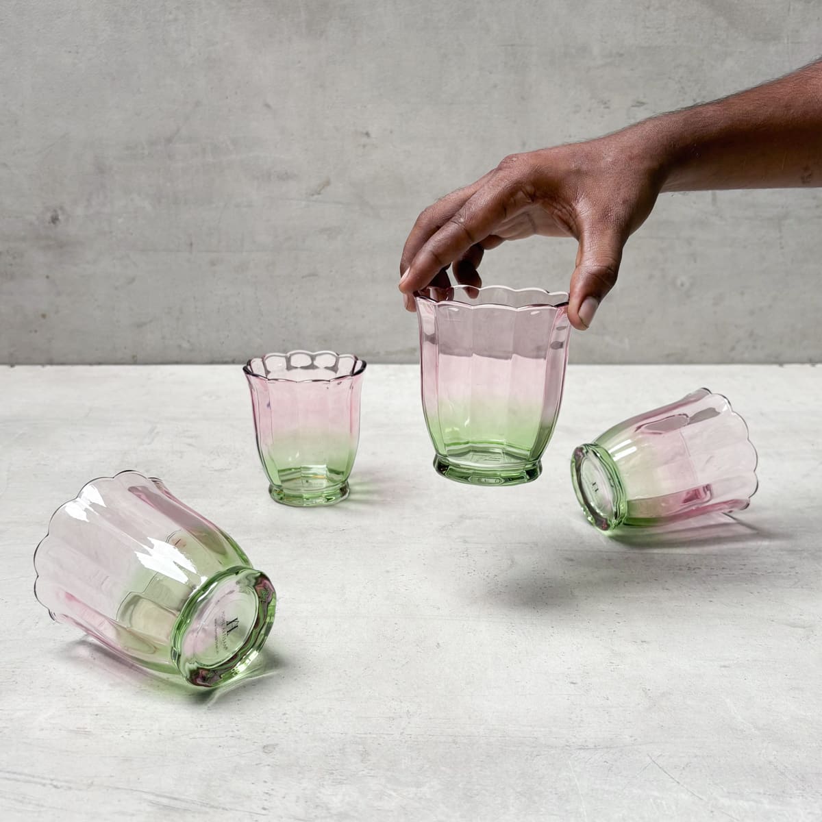 Clara Blush & Sage Ombre Drinking Glass (Short) - Set of 4