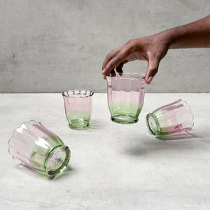 Clara Blush & Sage Ombre Drinking Glass (Short) - Set of 4