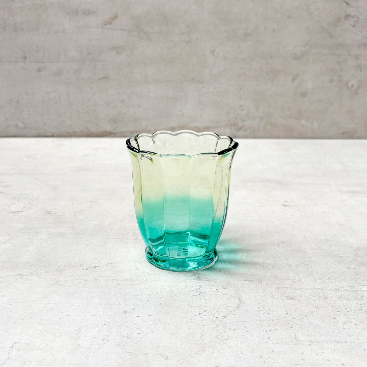 Serena Aqua & Amber Ombre Scalloped Drinking Glass (Short) - Set of 4 - Home Artisan