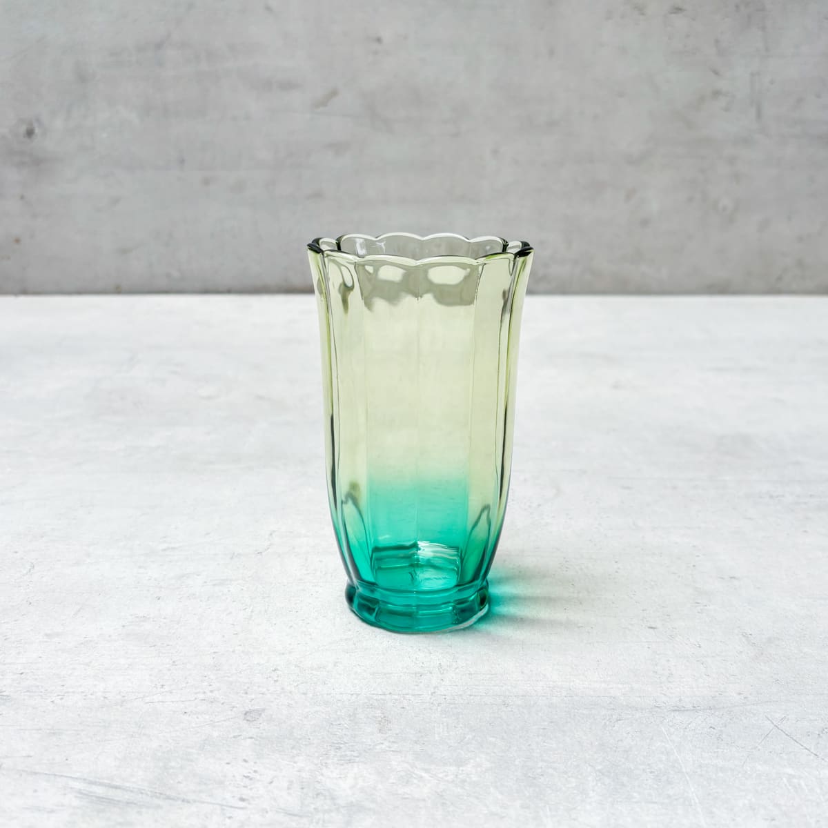 Serena Aqua & Amber Ombre Scalloped Drinking Glass (Tall) - Set of 4 - Home Artisan