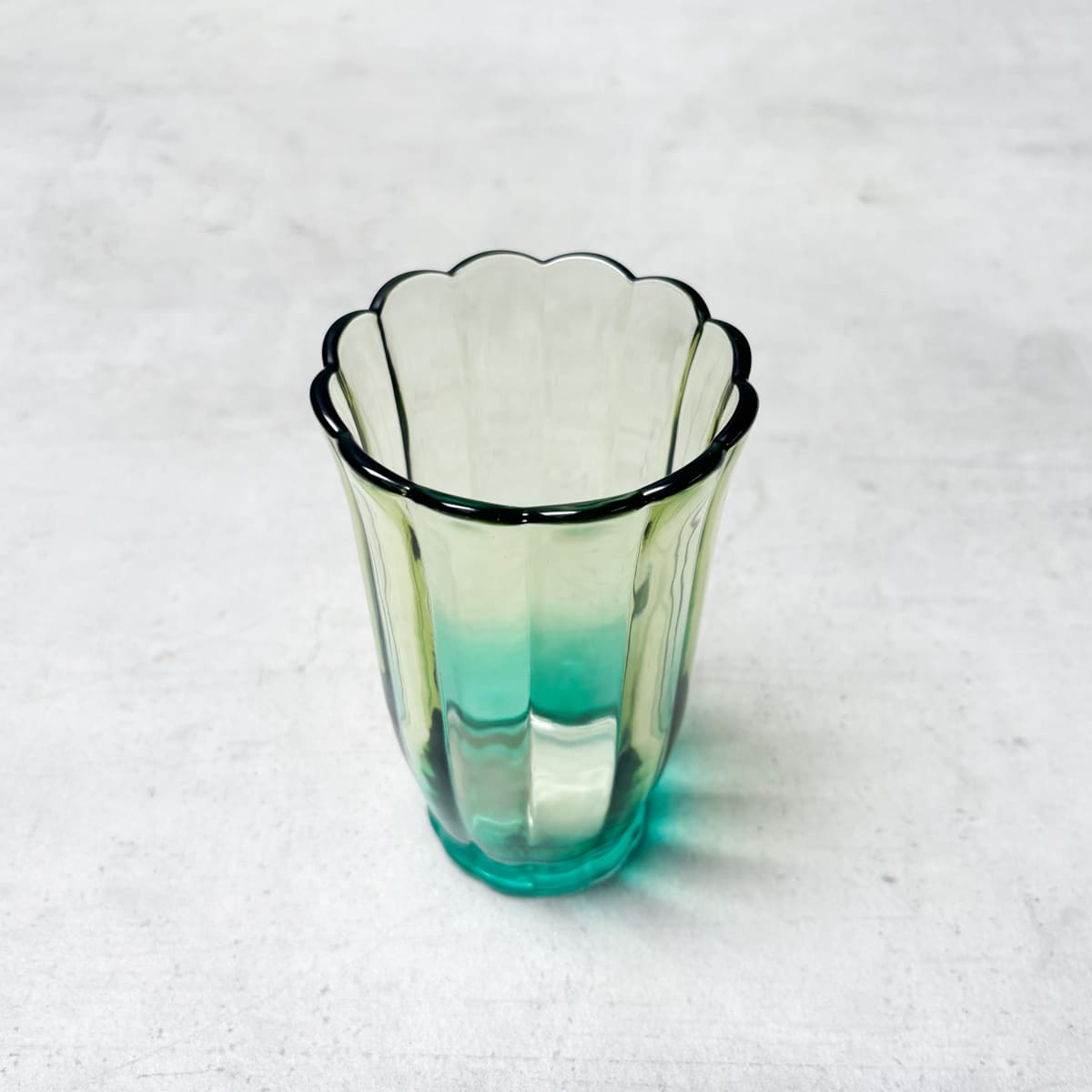 Serena Aqua & Amber Ombre Scalloped Drinking Glass (Tall) - Set of 4 - Home Artisan