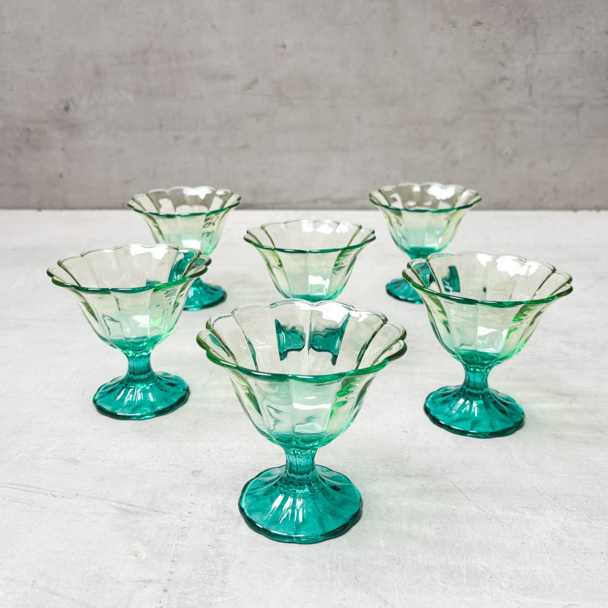 Serena Aqua & Amber Ombre Scalloped Dessert Bowl - Set of 6 - Home Artisan