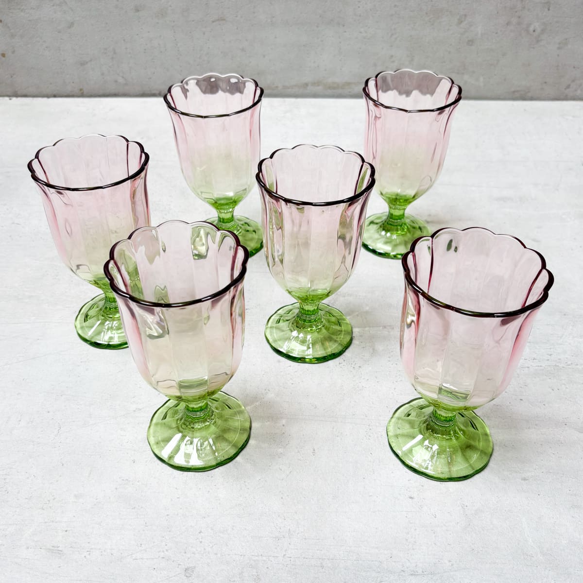 Clara Blush & Sage Ombre Glass Goblet - Set of 6 - Home Artisan