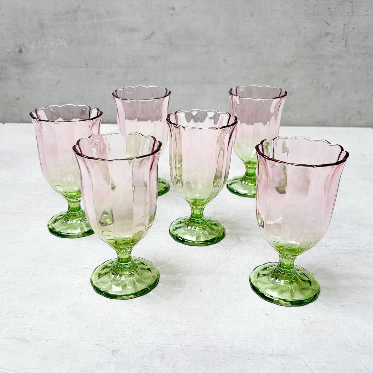 Clara Blush & Sage Ombre Glass Goblet - Set of 6 - Home Artisan