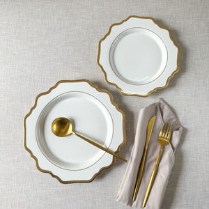 Celestine White Porcelain Dinner Plate with Gold Rim - Set of 2 - Home Artisan