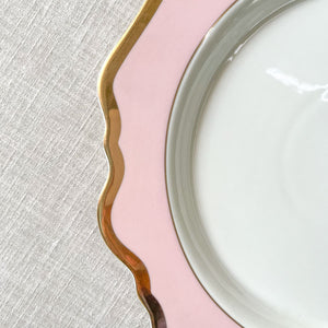 Rosamine Pink Porcelain Dinner Plate with Gold Rim - Set of 2 - Home Artisan