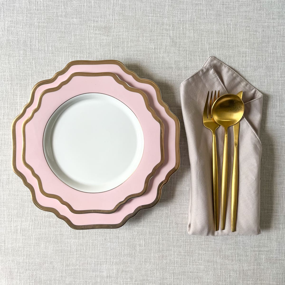 Rosamine Pink Porcelain Side Plate with Gold Rim - Set of 2 - Home Artisan