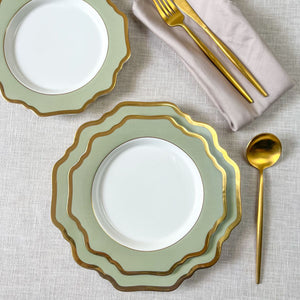 Emeraude Gree nPorcelain Dinner Plate with Gold Rim - Set of 2 - Home Artisan