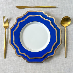 Margaux Blue Porcelain Dinner Plate with Gold Rim - Set of 2 - Home Artisan