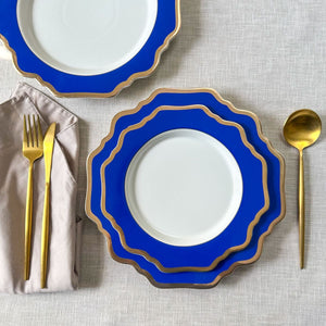 Margaux Blue Porcelain Dinner Plate with Gold Rim - Set of 2 - Home Artisan