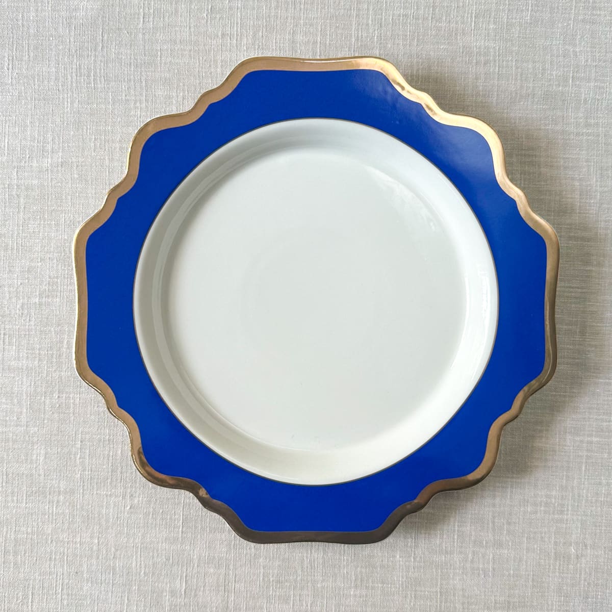 Margaux Blue Porcelain Dinner Plate with Gold Rim - Set of 2 - Home Artisan
