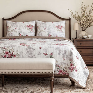 Eloise Floral Double-Bed Cotton Comforter with Pillow Cases - Home Artisan