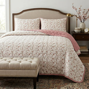 Clara Floral Double-Bed Cotton Comforter with Pillow Cases - Home Artisan
