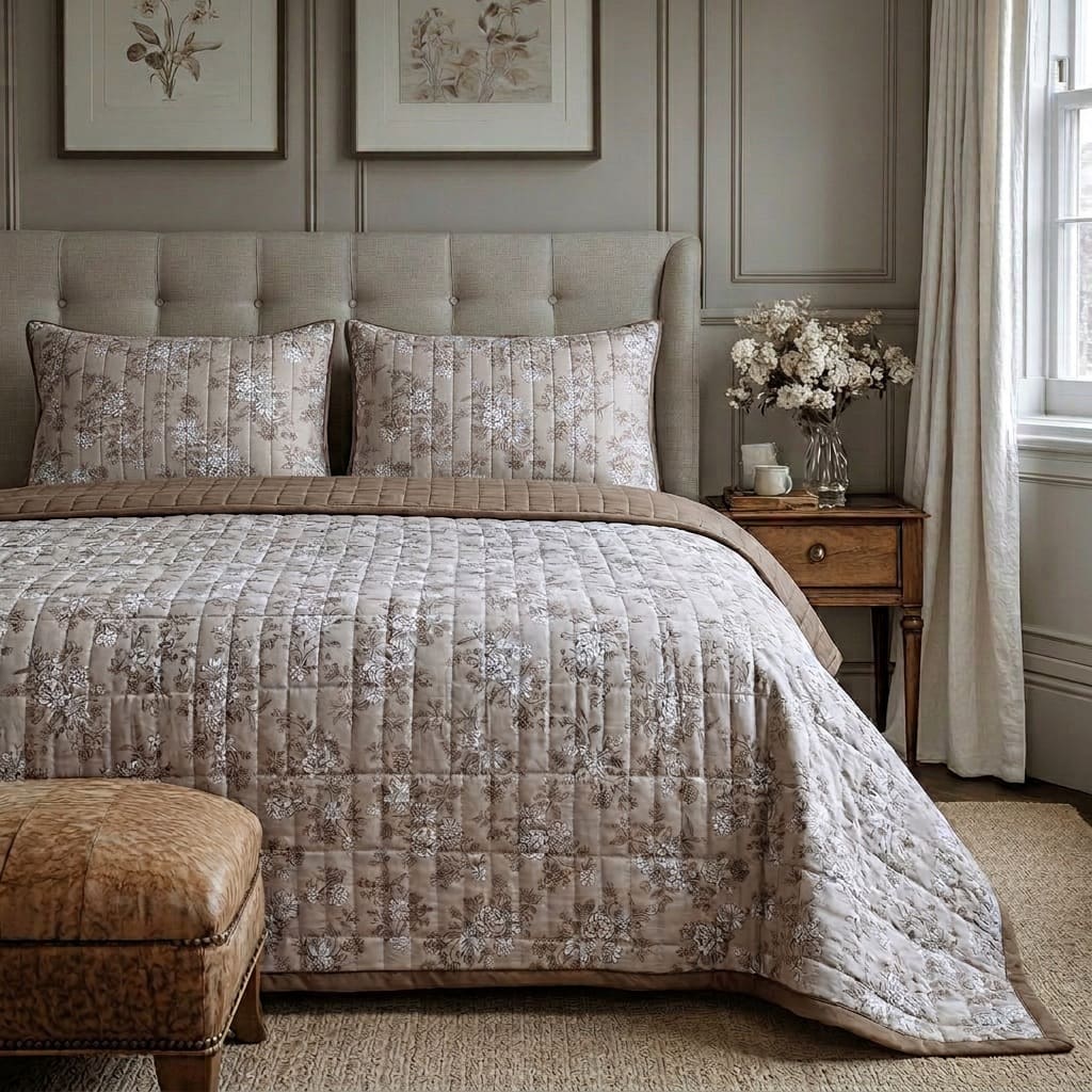 Olivia Floral Double-Bed Cotton Comforter with Pillow Cases - Home Artisan