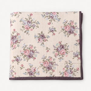 Camille Lavender Bouquet Striped King-Size Cotton Comforter with Pillow Cases - Home Artisan