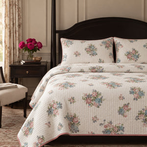Elodie Pastel Floral Posy King-Size Cotton Comforter with Pillow Cases