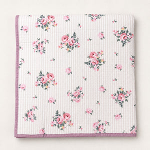 Celeste Petite Rose Stripe King-Size Cotton Comforter with Pillow Cases - Home Artisan