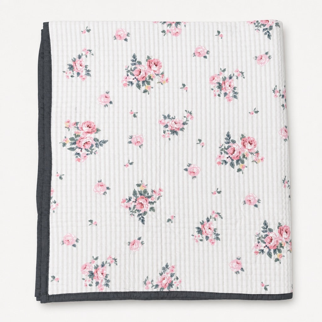 Camelia Petite Rose Stripe King-Size Cotton Comforter with Pillow Cases - Home Artisan