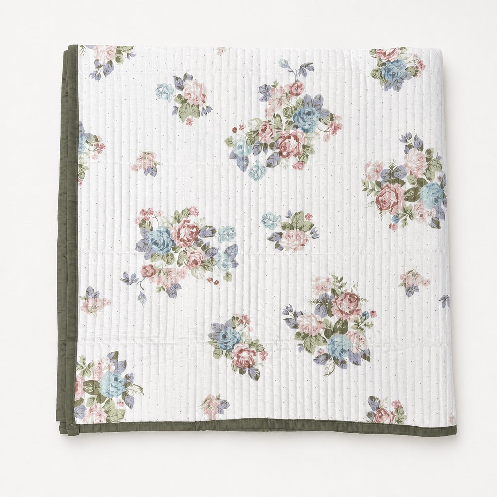 Vivienne Heritage Floral Bouquet King-Size Cotton Comforter with Pillow Cases - Home Artisan