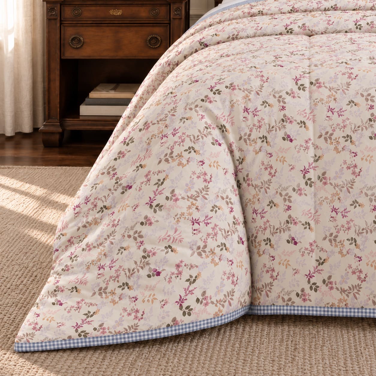 Verbena Pink Floral Sprig King Size Comforter - Home Artisan