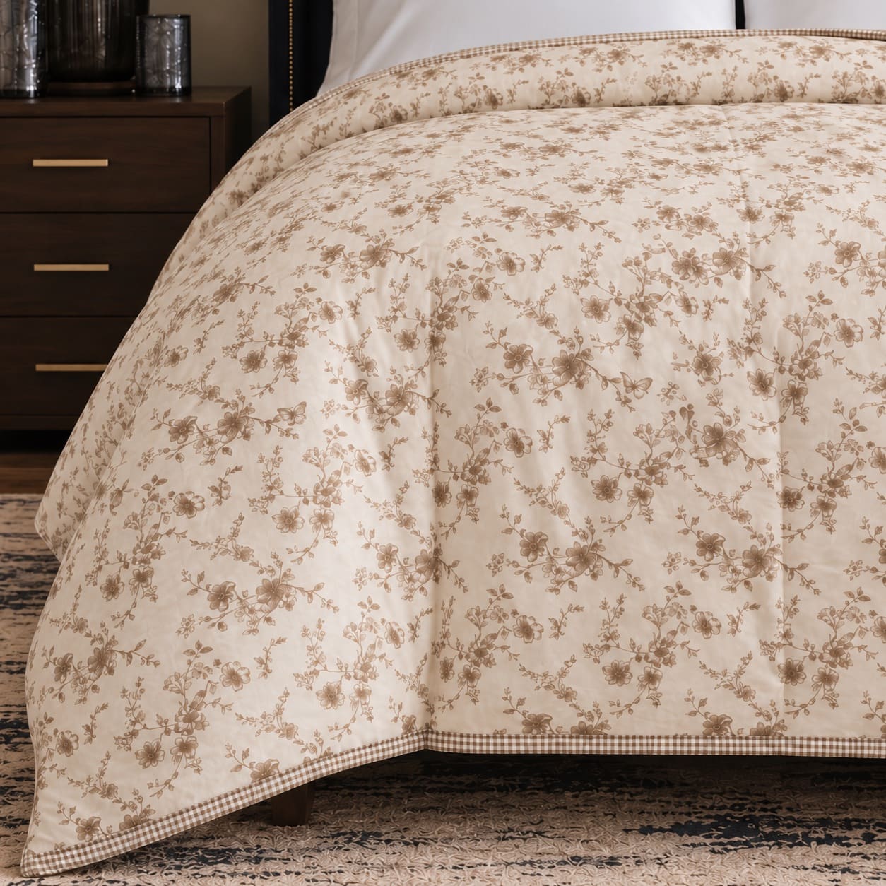 Magnolia Taupe Botanical King Size Comforter - Home Artisan