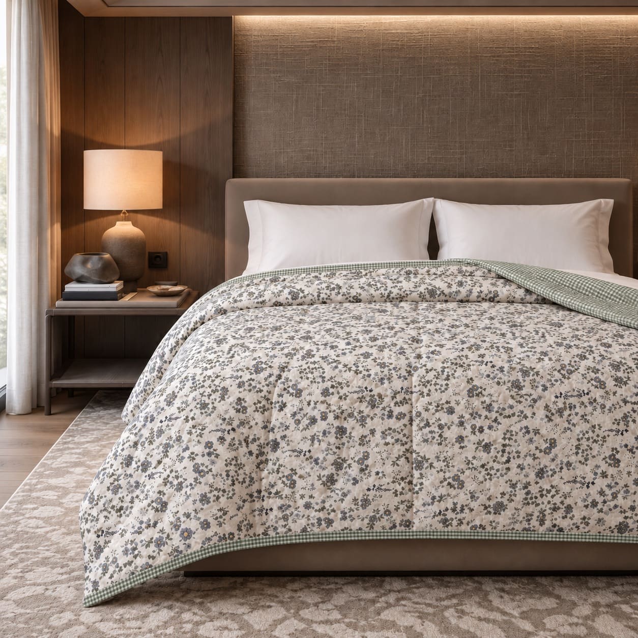 Aster Slate Blue Floral King Size Comforter - Home Artisan